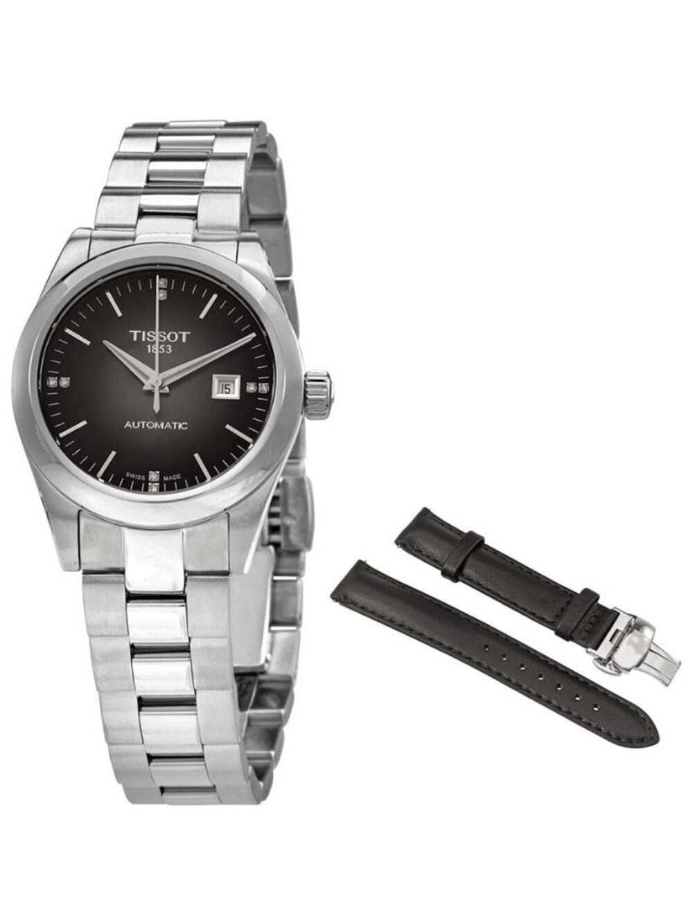 NWT Authentic Tissot T-My Lady Automatic Diamond Anthracite Dial Women's Watch
